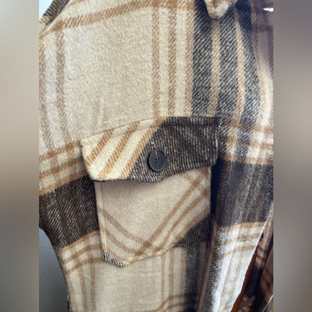 Fall Vibes Plaid Oversized Great for Layering Trench Shacket - Picture 4 of 11